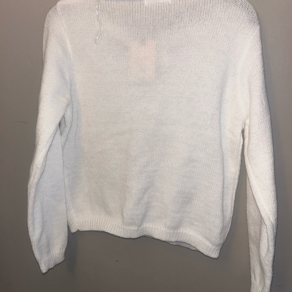 Active USA sweater - white long sleeve v-neck with cross detail NWT - Picture 6 of 9